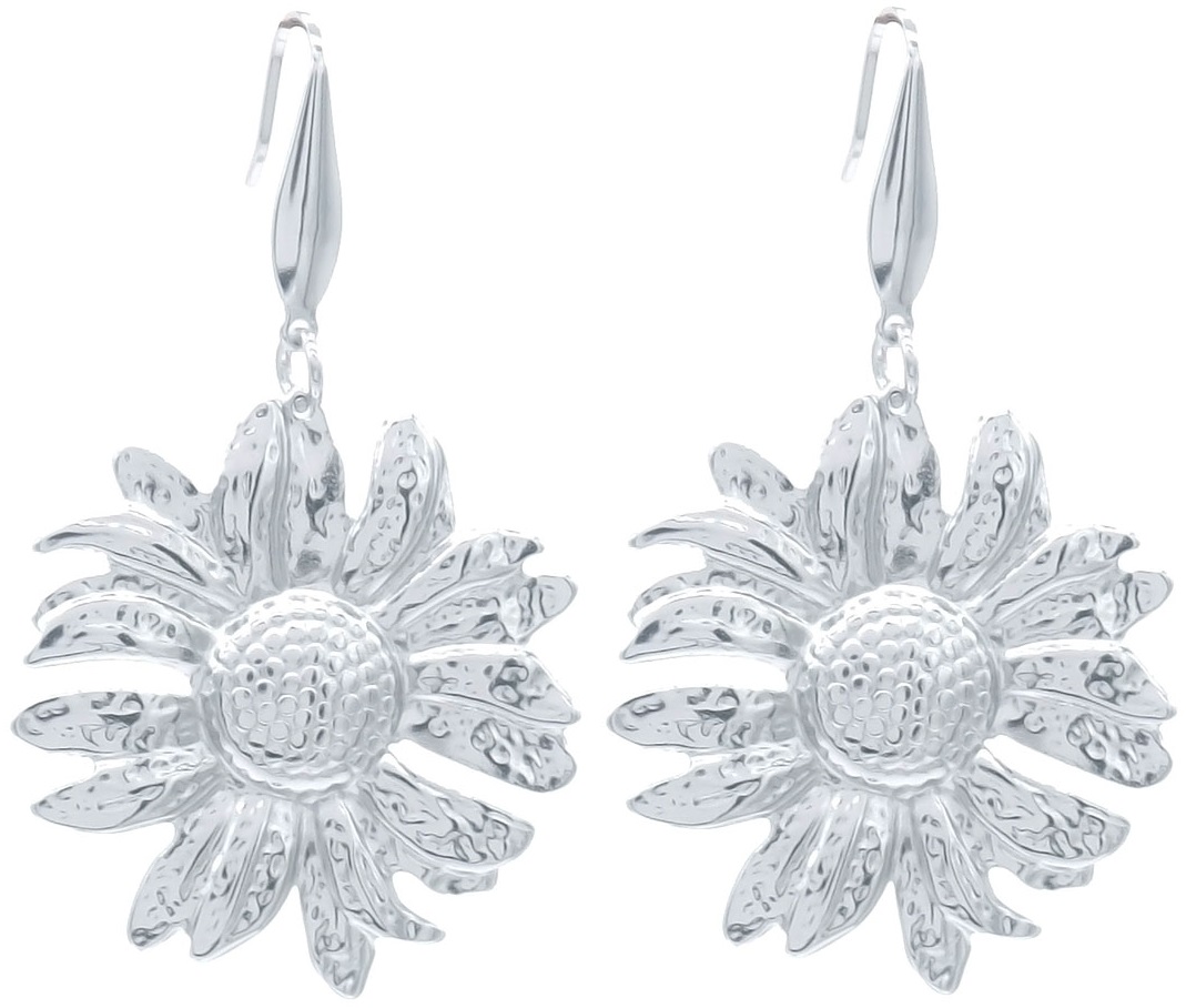G-B6.4 E68-037S S. Steel Earrings Flower 5.5x3.5cm