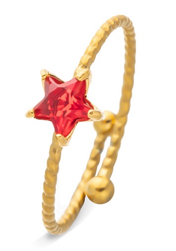 A-F18.1 R2643-040G-21 S. Steel Ring Adjustable Star Red