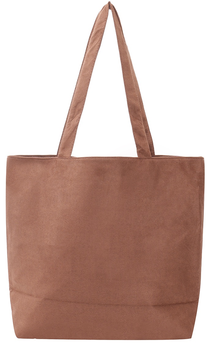 Q-K2.1 BAG1022-002-1 PU Shopper Suede Look 43x33x12.5cm Brown