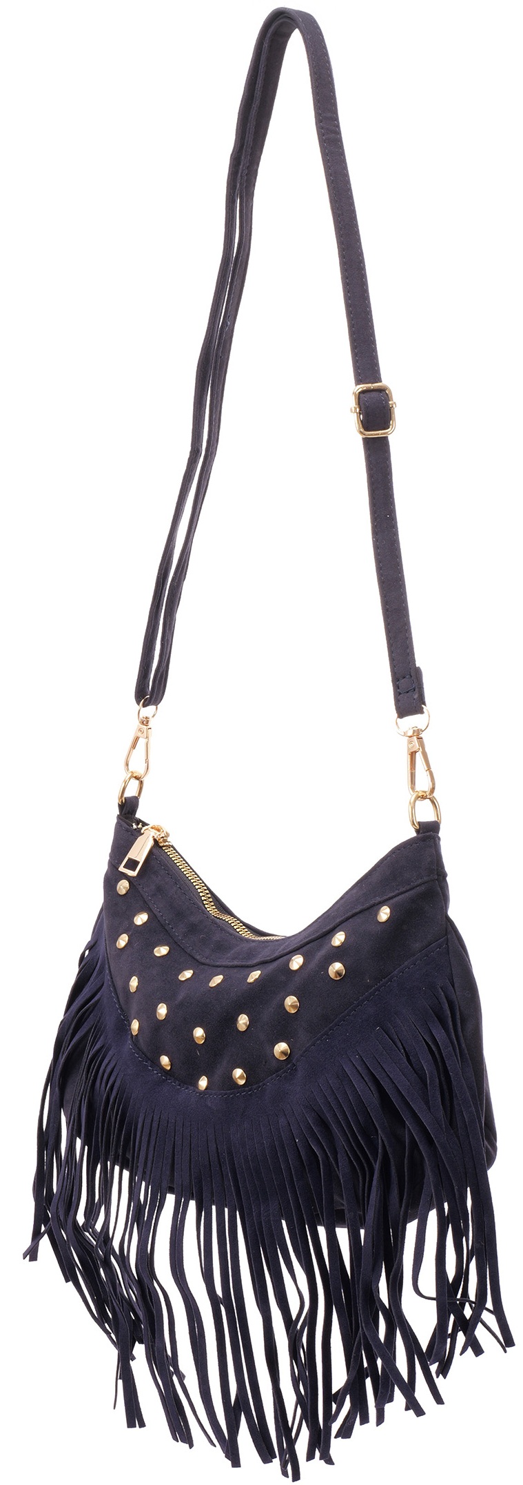 T-N7.1  BAG1122-002-2 PU Bag with Studs and Tassels 28x19cm Blue