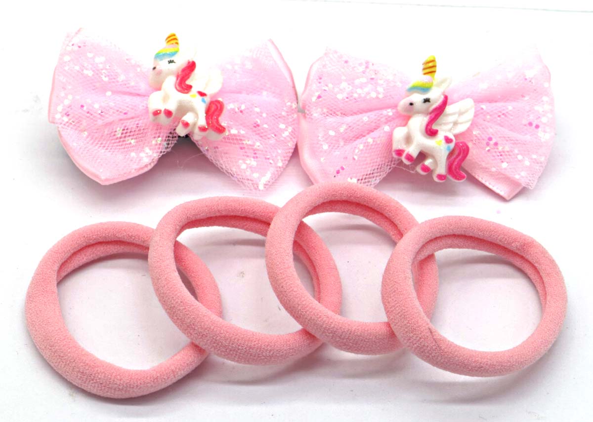 J-C12.1 H712-006 Hair Tie Set No.1 - 6pcs Pink