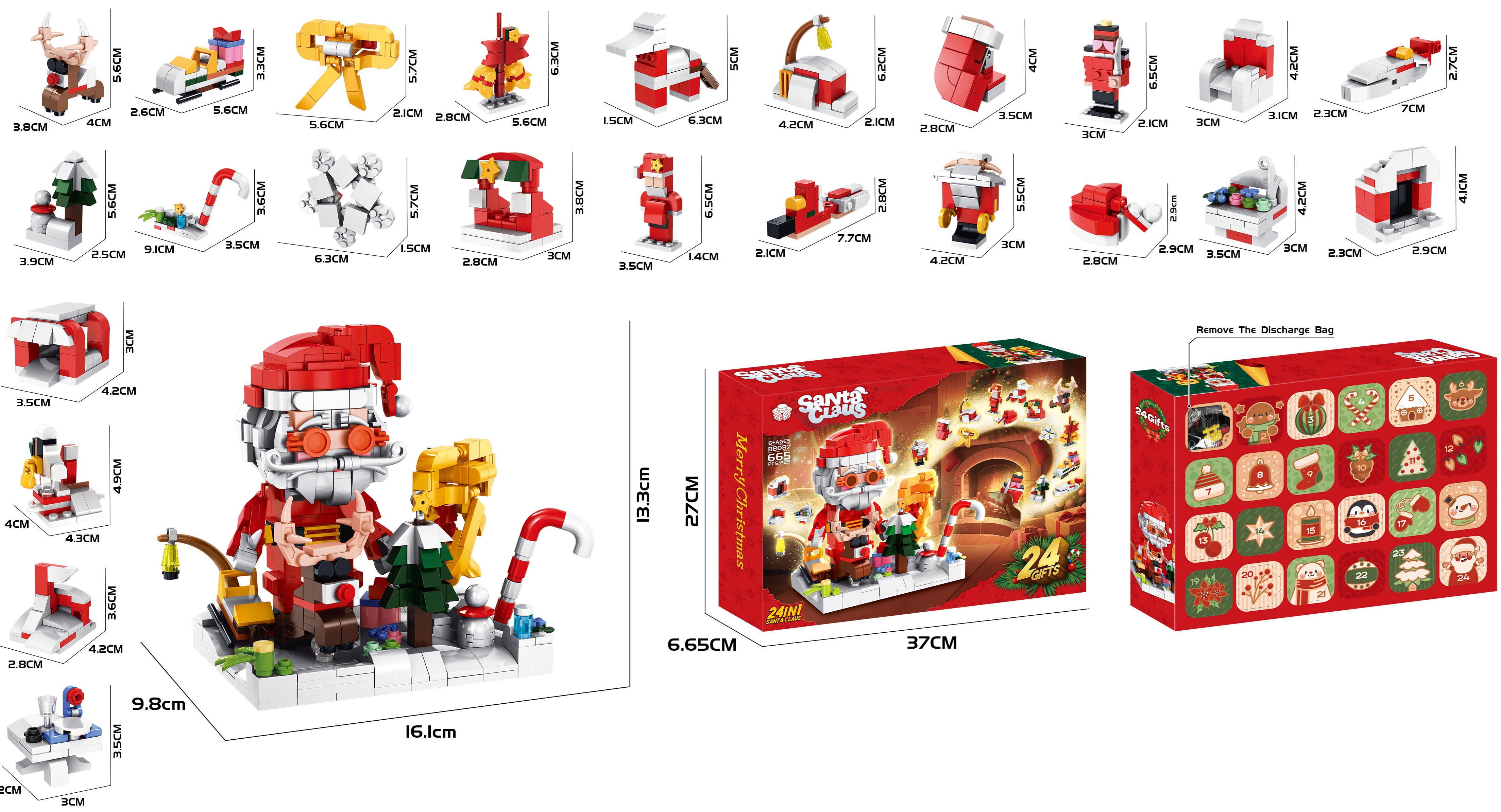 Y-B5.1 BB087 Mini Building Blocks Advent Calendar Santa Claus 24 in 1