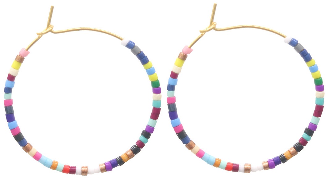 J-F2.2 E221-565-5 S. Steel Earring Glassbeads 3cm
