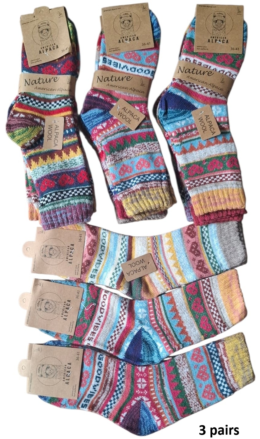 Y-F2.4  JN26-8202 Woolen Socks Size 36-41 Mixed Colors  - 3-Pack