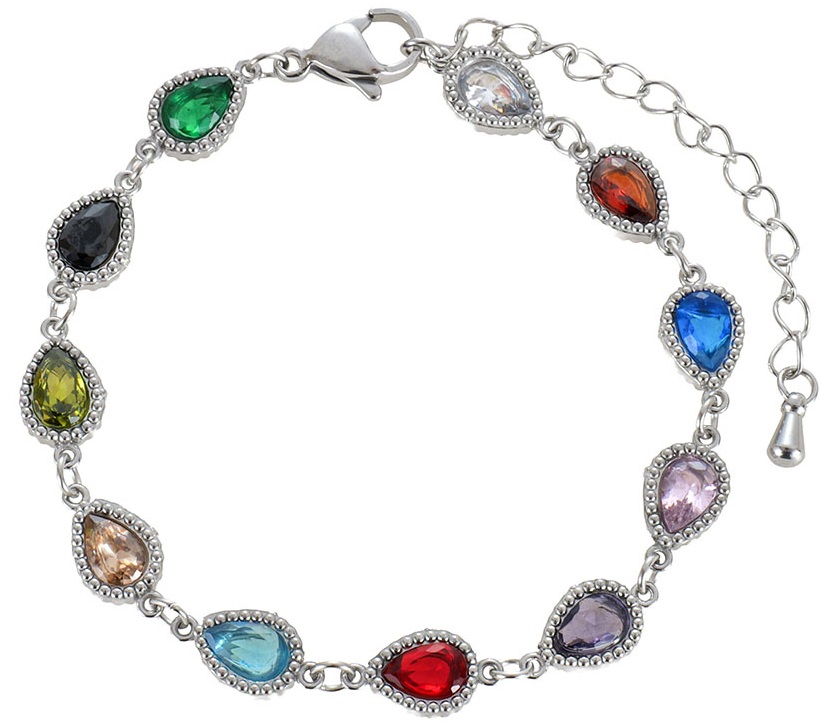 D-B21.1  B1160-026S S. Steel Bracelet Crystals - 16-21cm