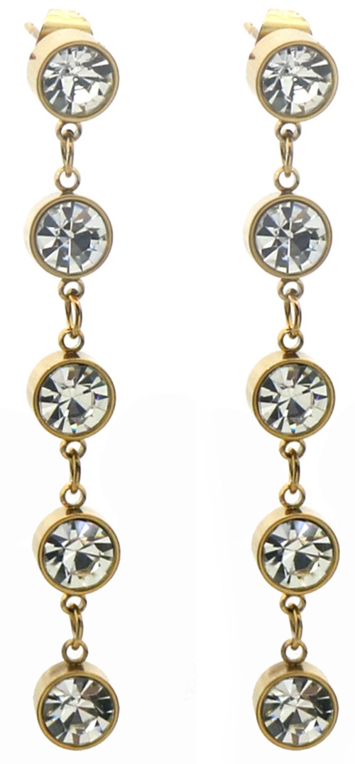 A-A6.4  E1134-004G S. Steel Earrings Crystal 5cm