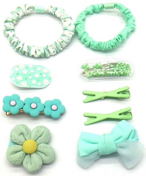 B-F12.1 H713-003 Kids Hair Fashion Set 9pcs Green B-F12.1 H713-003 Kids Hair Fashion Set 9pcs Green
