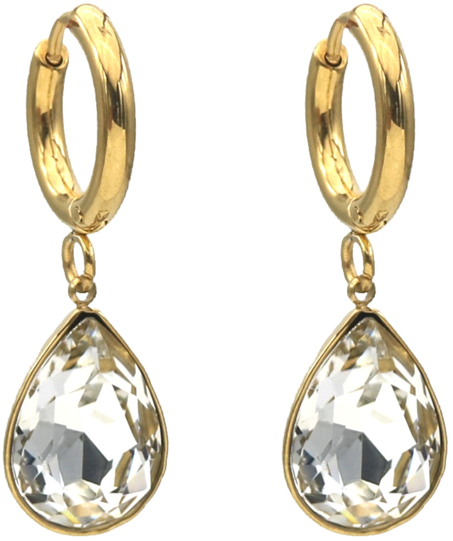 C-E22.2 E1134-002G S. Steel Earrings Crystal 3.5cm