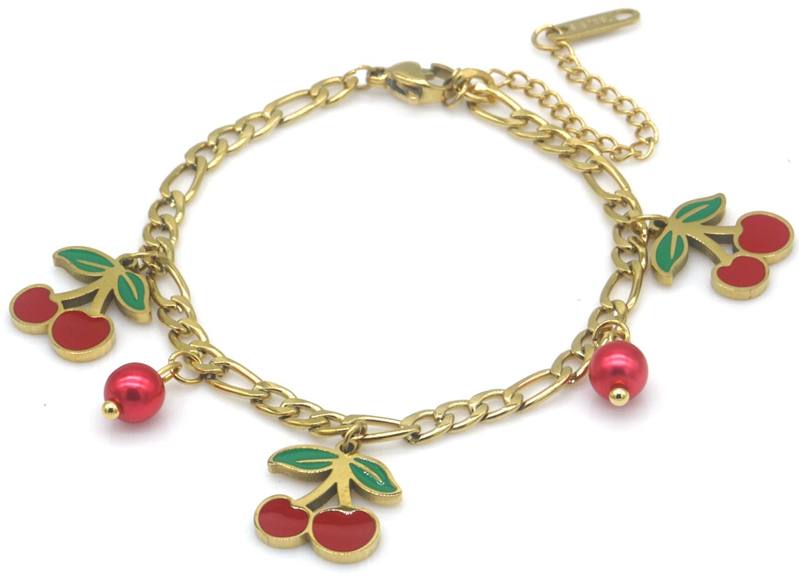 F-A9.2 B2503-044G S. Steel Bracelet Cherries 16-21cm
