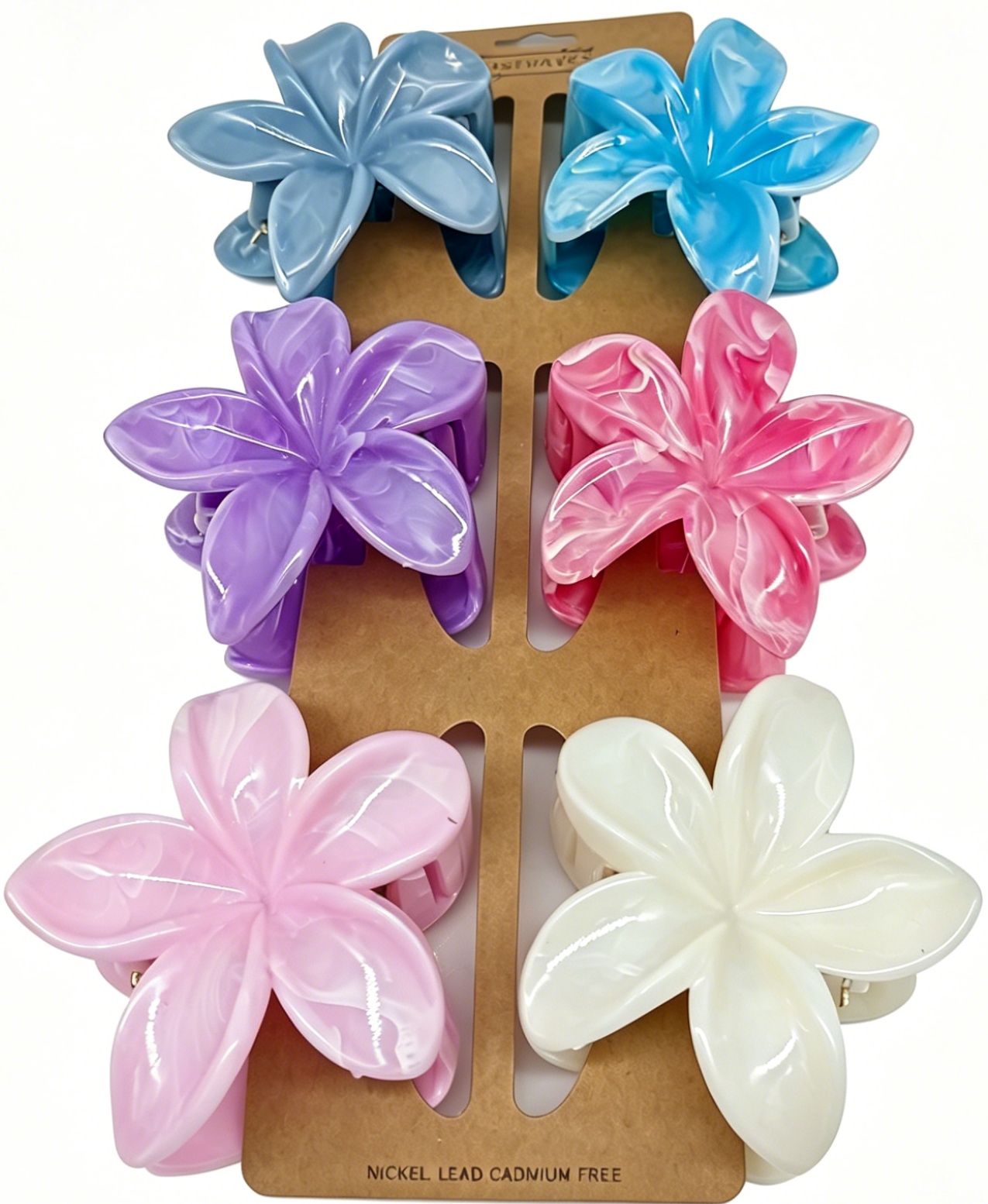 Q-I3.1 H1124-002 Hair Claw Flower 8cm - Set 6pcs