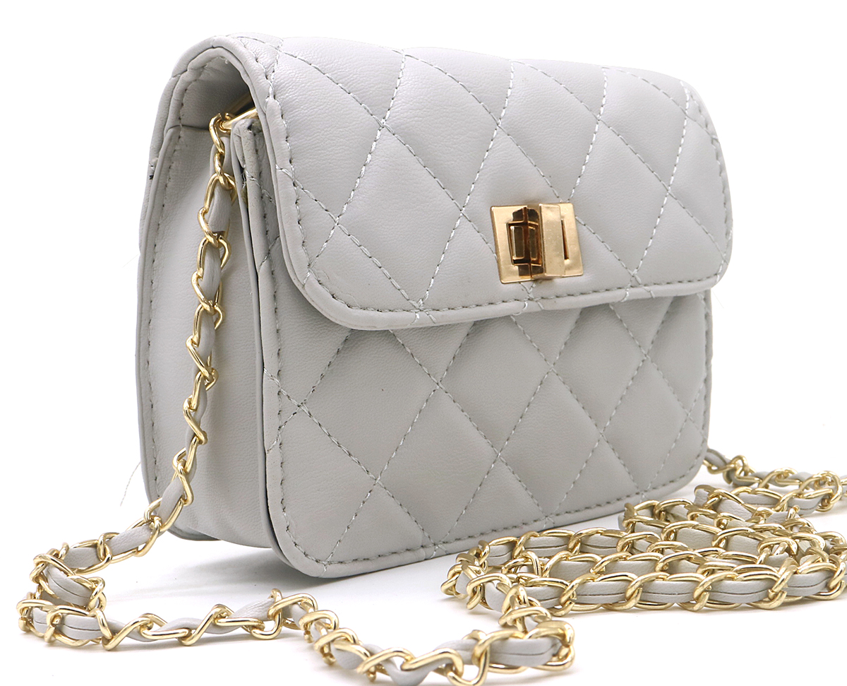 R-K6.1 BAG202-102 PU Bag Checkered 17.5x13x5.5cm Grey