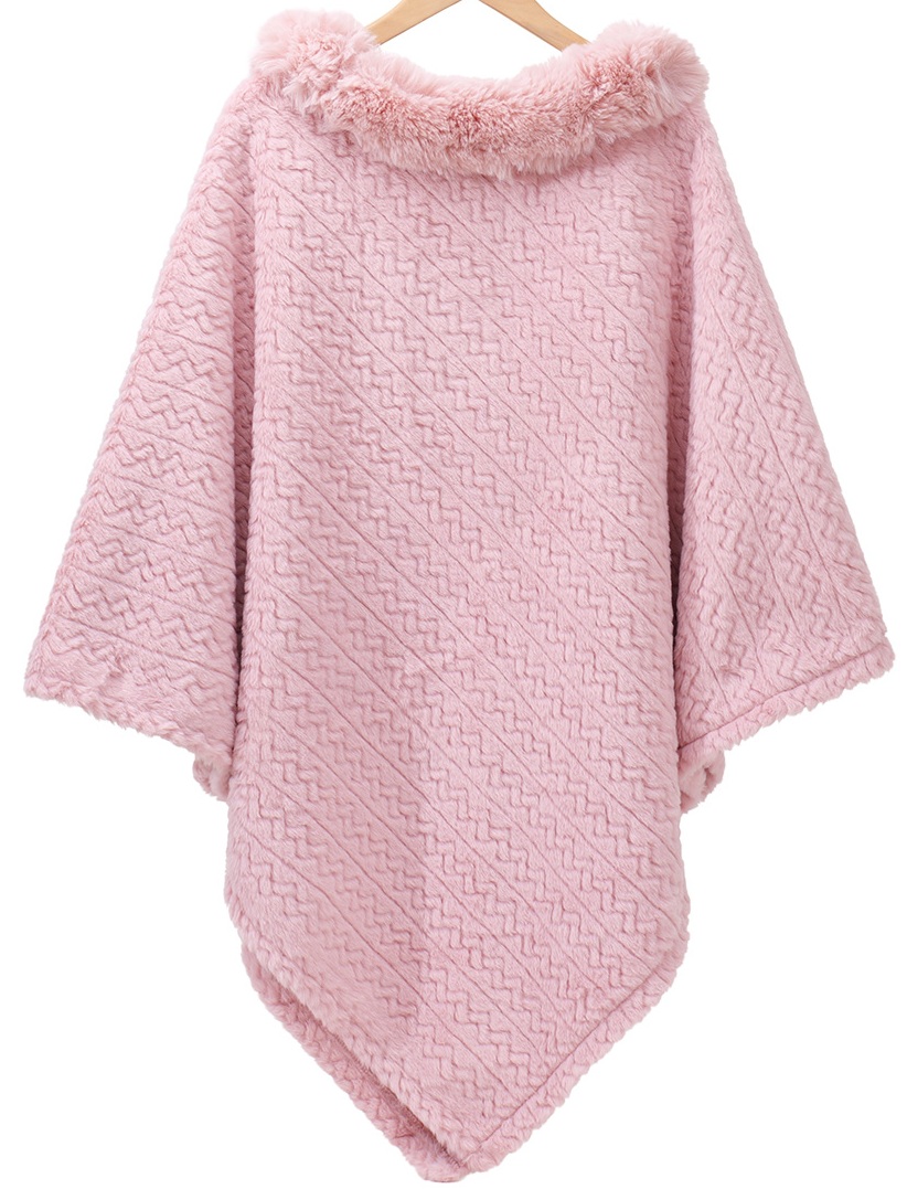 Z-C5.5 SCARF1005-001-1 Poncho 90cm Faux Fur Pink