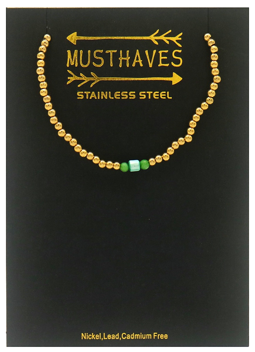 B-B5.2 B2142-004AG S. Steel Elastic Bracelet Green Adventurine