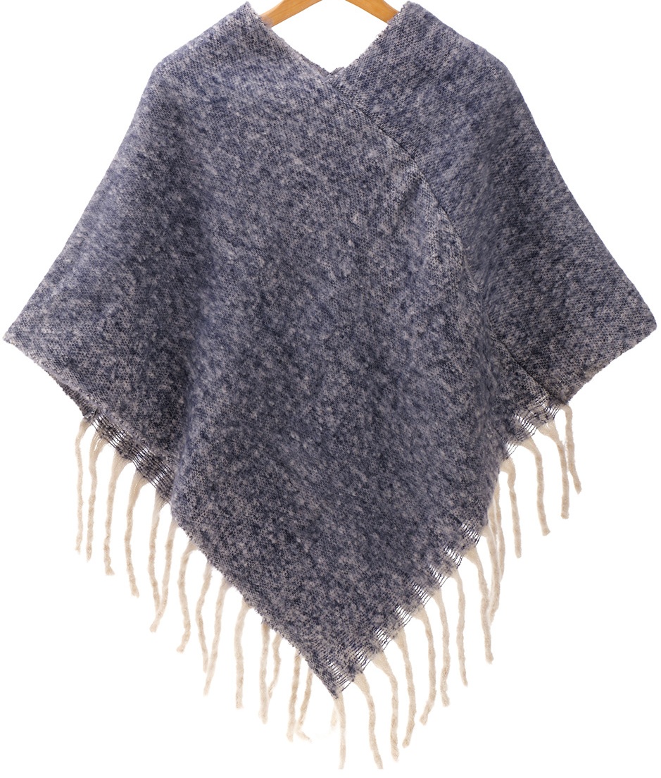 Q-K3.2 SCARF2588-011-1 Woven Winter Poncho Blue Q-K3.2 SCARF2588-011-1 Woven Winter Poncho Blue