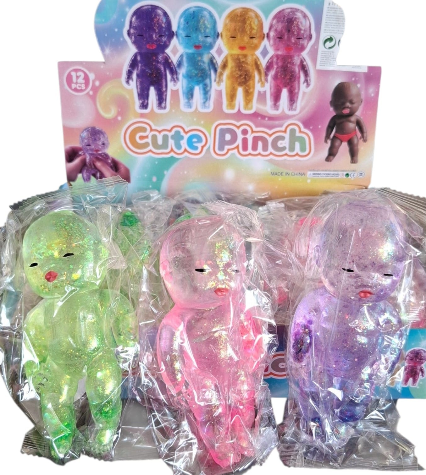 T-K7.1 TOY2619-001 Sugar Squishy Baby 13.5cm Glitter - 12pcs