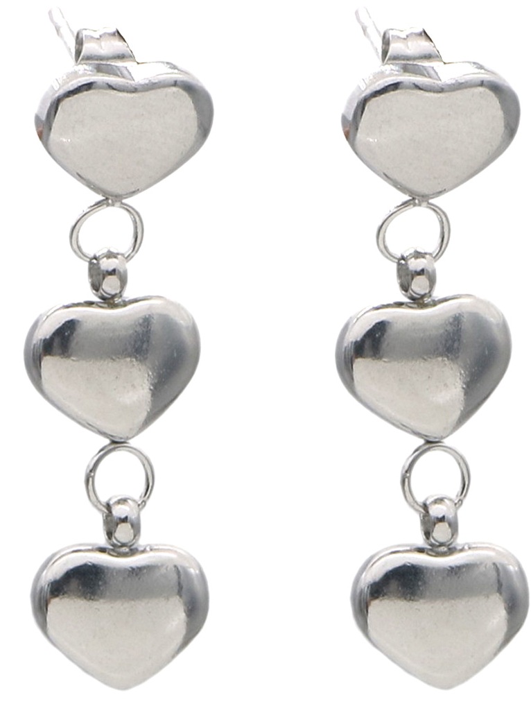G-E20.3 E25106-058S S. Steel Earrings Hearts 3.5cm