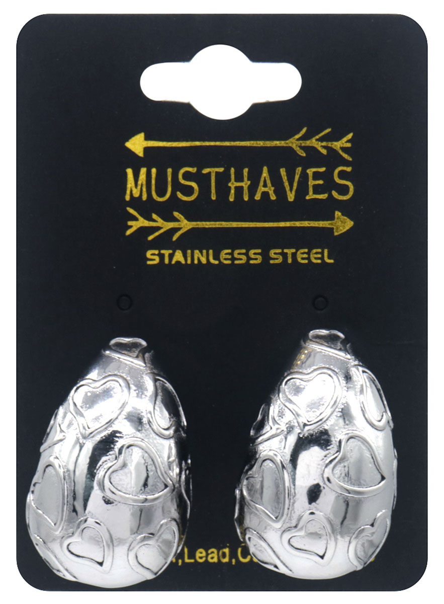 F-C2.1 E126-138S S. Steel Earrings Drop Hearts 3cm
