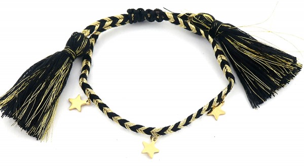D-D18.5  B220-034 S. Steel Rope Bracelet 8mm Stars Gold
