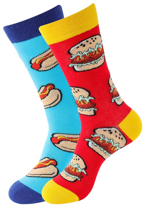 S-I6.4  SOCK2316-095 Pair of Socks - 38-45 - Hotdogs-Burgers