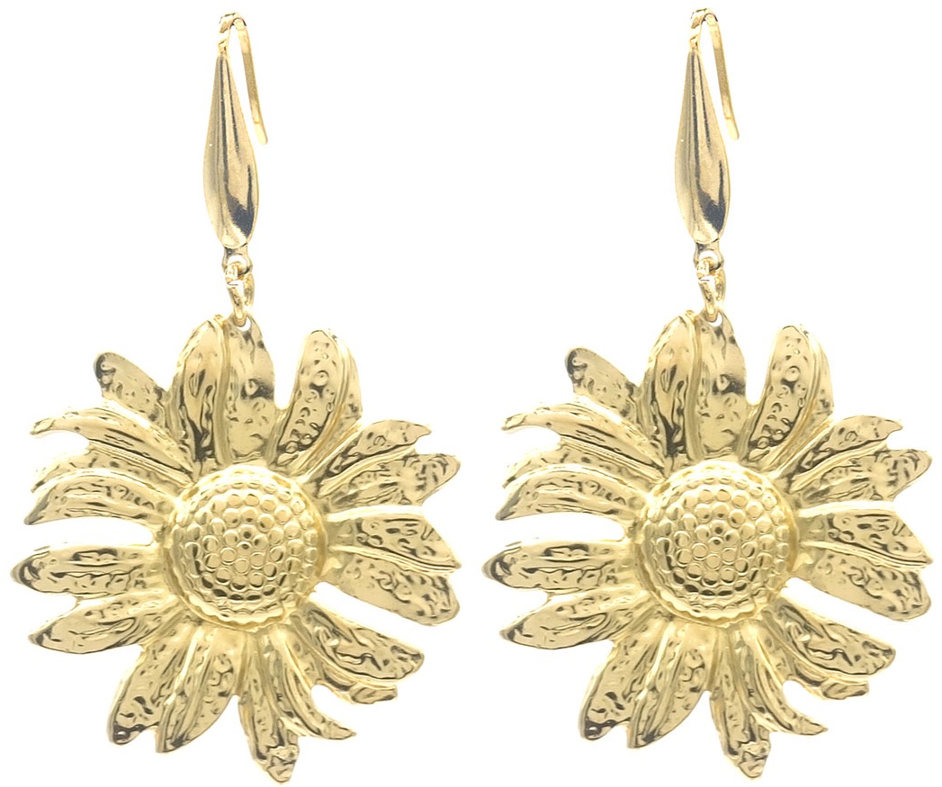 G-B5.2 E68-037G S. Steel Earrings Flower 5.5x3.5cm