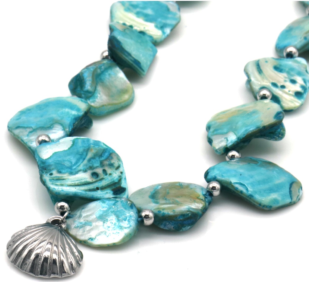 G-C1.2 N074-056S-1 S. Steel Statement Necklace Shells 40-45cm