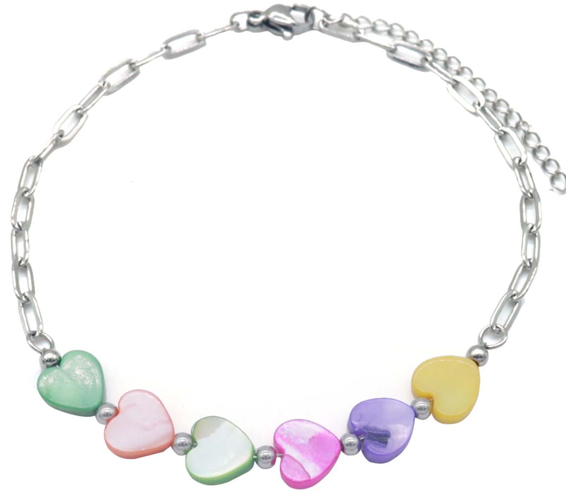 H-C6.5 ANK823-004S S. Steel Bracelet Hearts