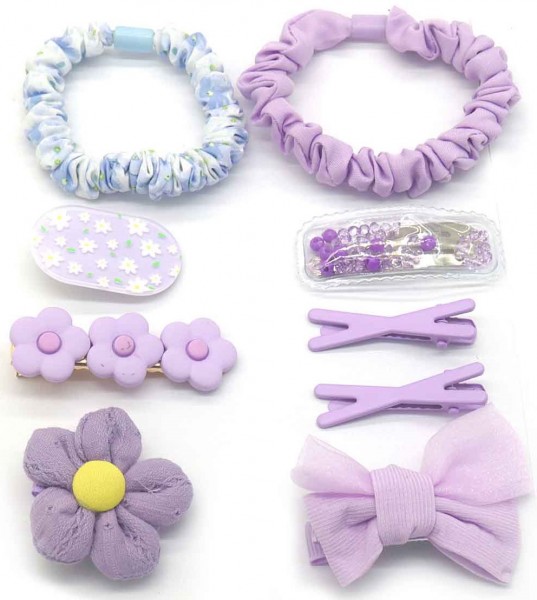 A-F25.1 H713-003 Kids Hair Fashion Set 9pcs Purple A-F25.1 H713-003 Kids Hair Fashion Set 9pcs Purple