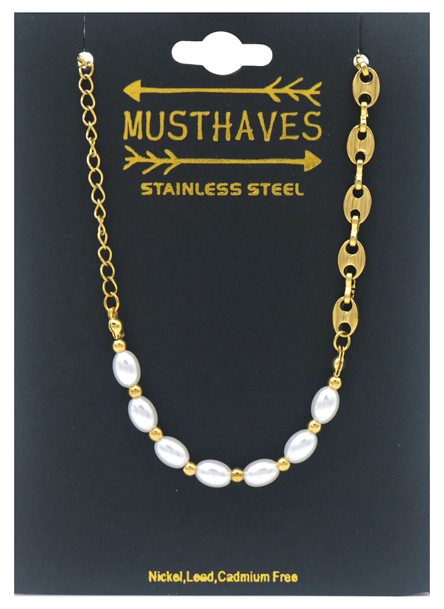 H-C3.3 B101-008G S. Steel Bracelet Pearls