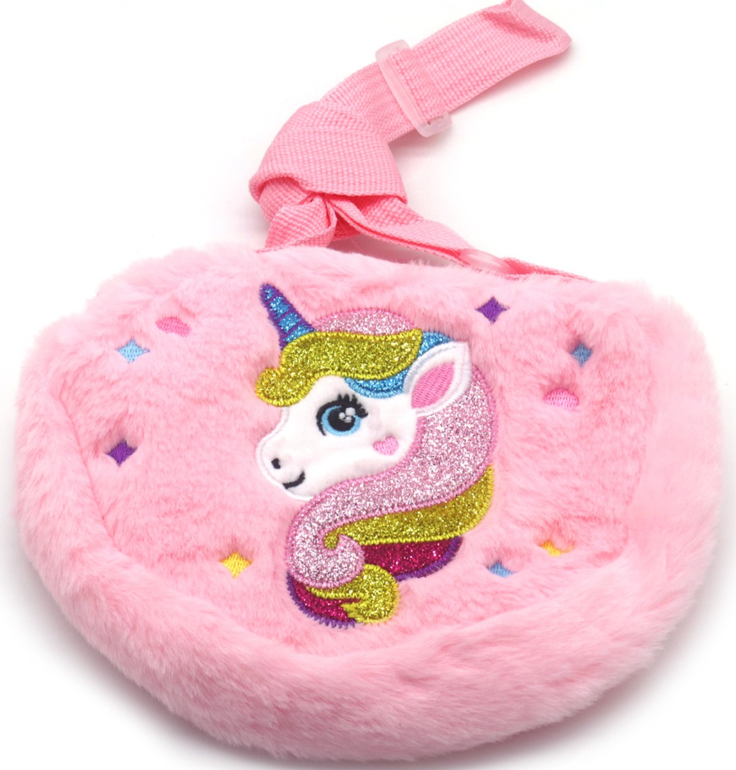 Q-H2.2 BAG2403-052-3 Fluffy Bag Unicorn 19x15cm for Kids