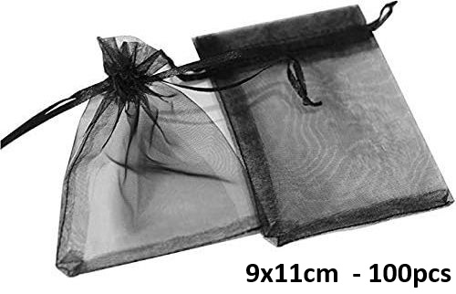 T-B6.1 PK1032-009 Organza Bag 9x11cm Black - 100pcs