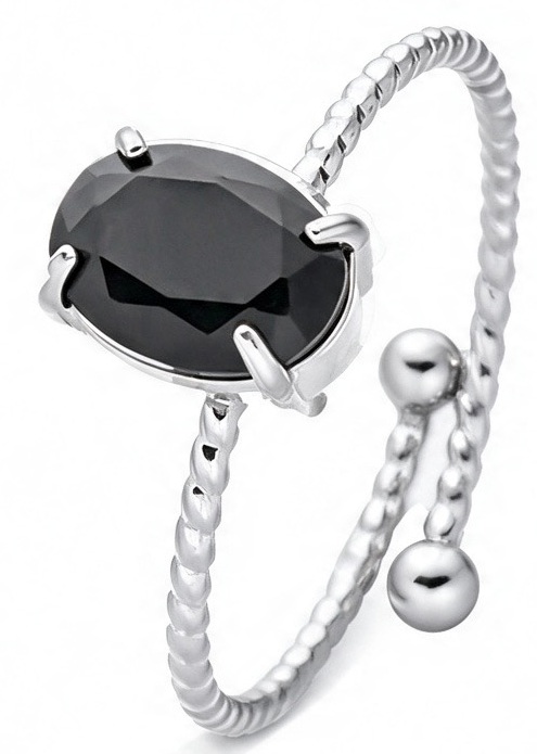A-E6.2  R2643-040S-8 S. Steel Ring Adjustable Stone Black