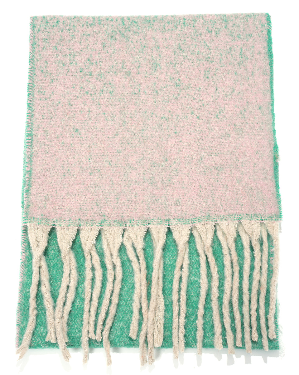 Y-F3.2 SCARF705-176-7 Winter Scarf 190x40cm - Green-Pink