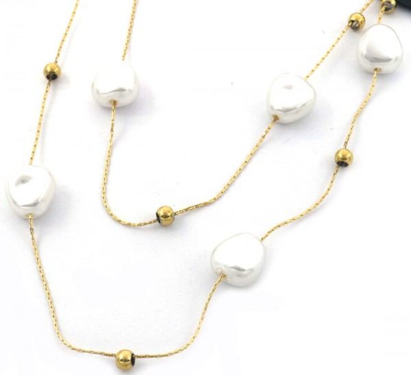 H-B22.2 N090-008G S. Steel Necklace Pearls