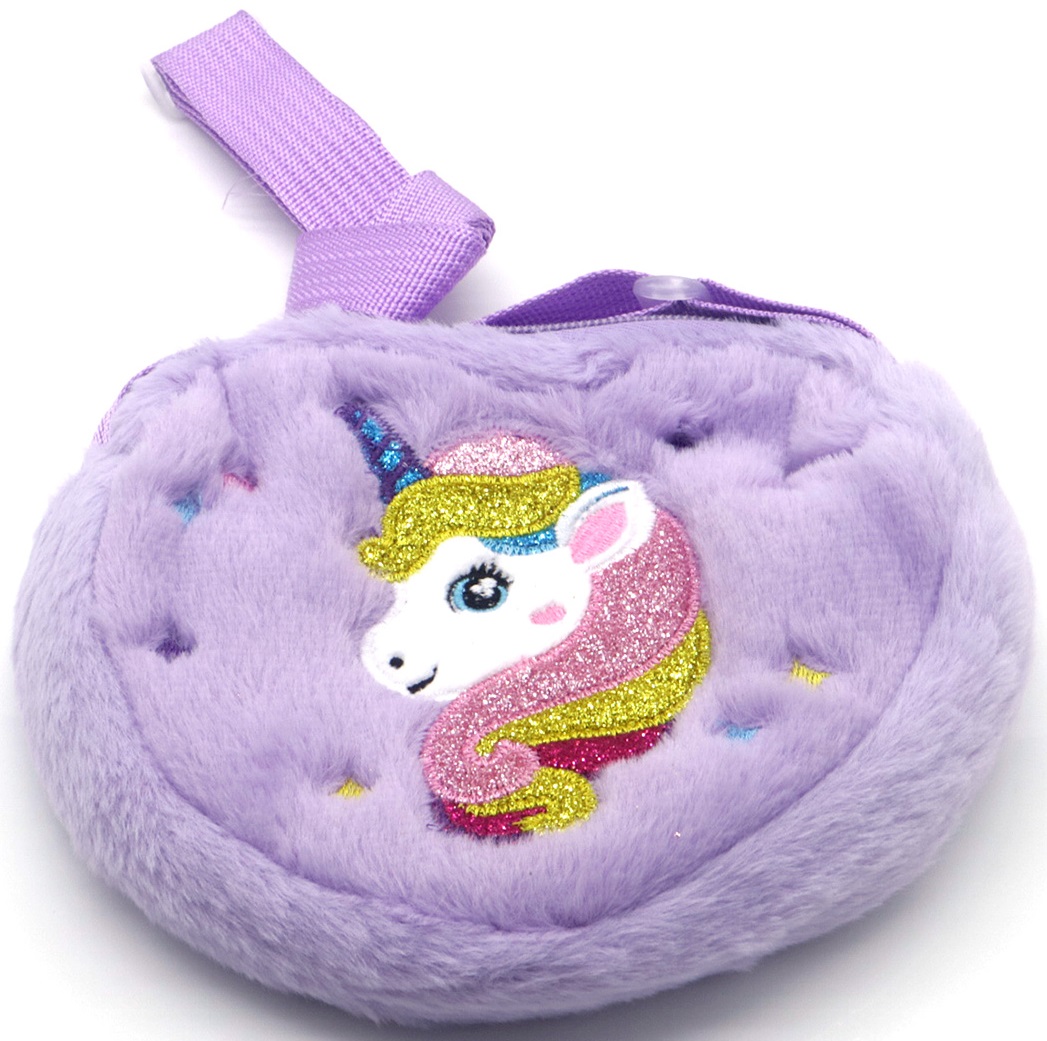 Q-L2.2  BAG2403-052-4 Fluffy Bag Unicorn 19x15cm for Kids