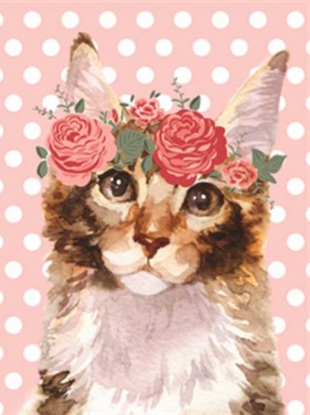 K-A6.2 HKBC1066-4 Diamond Painting Post Card Set 18x13cm Cat